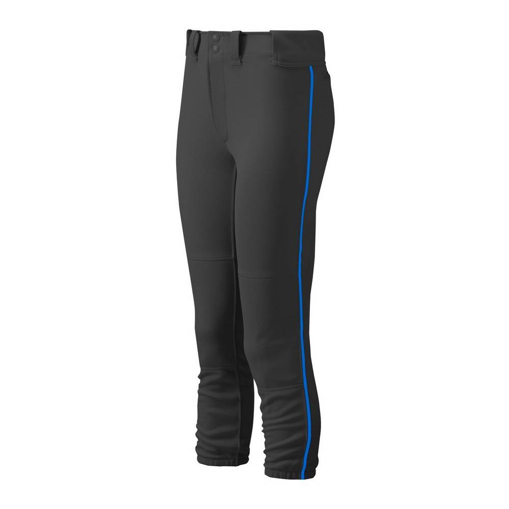 Womens Mizuno Belted Piped Softball Pants Black/Royal Philippines (MNDITE976)